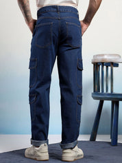 Kotty Men Low-Rise Wrinkle Free Pleated Cargos Trousers