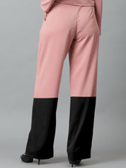 Kotty Women Colourblocked Relaxed Straight Leg Easy Wash Pleated Trousers