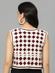 Kotty Women Self Design V-Neck Cotton Top