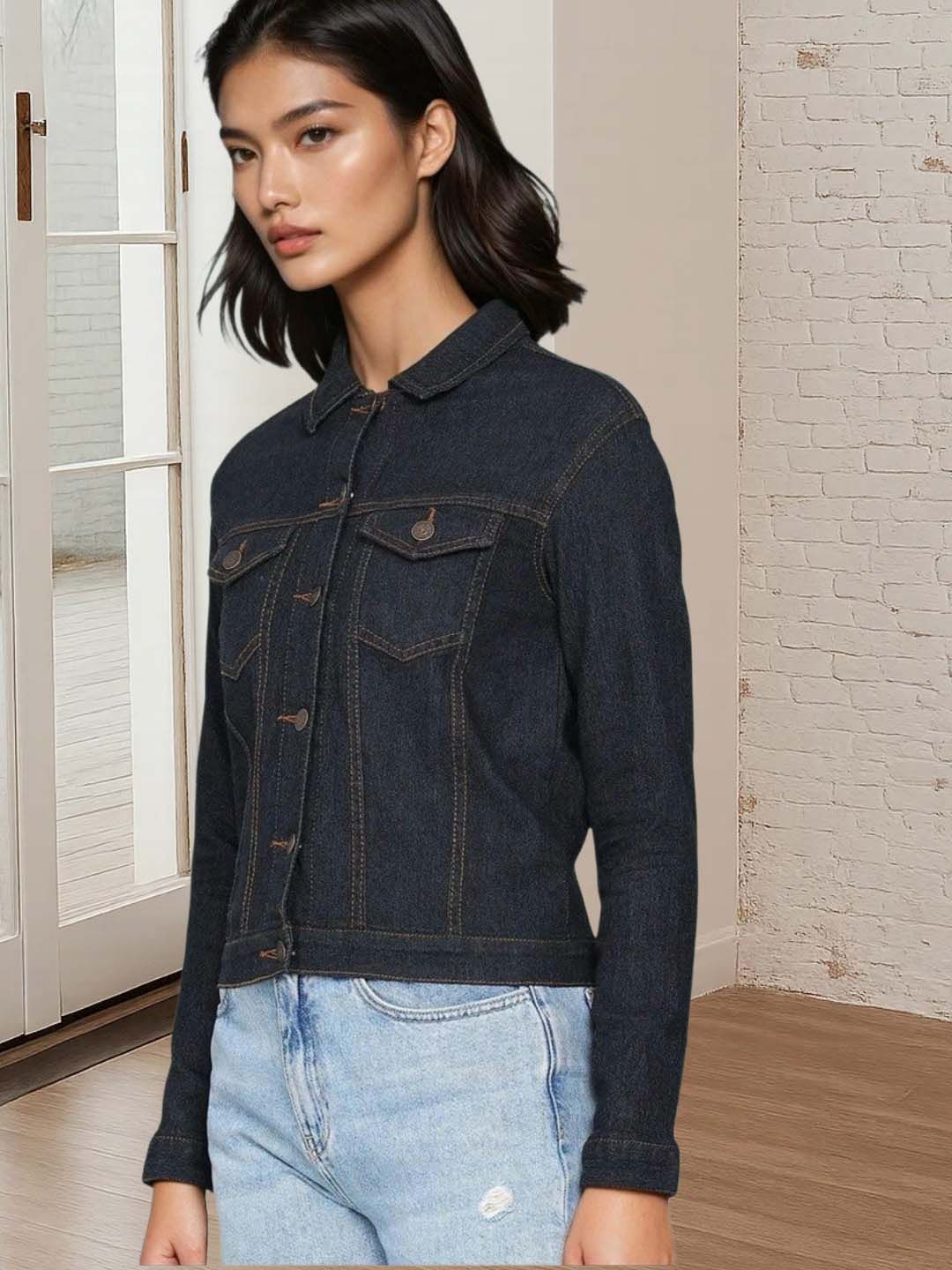 Kotty Women Spread Collar Denim Jacket