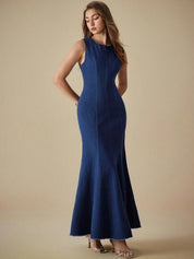 Kotty women ocean blue sheath maxi dress