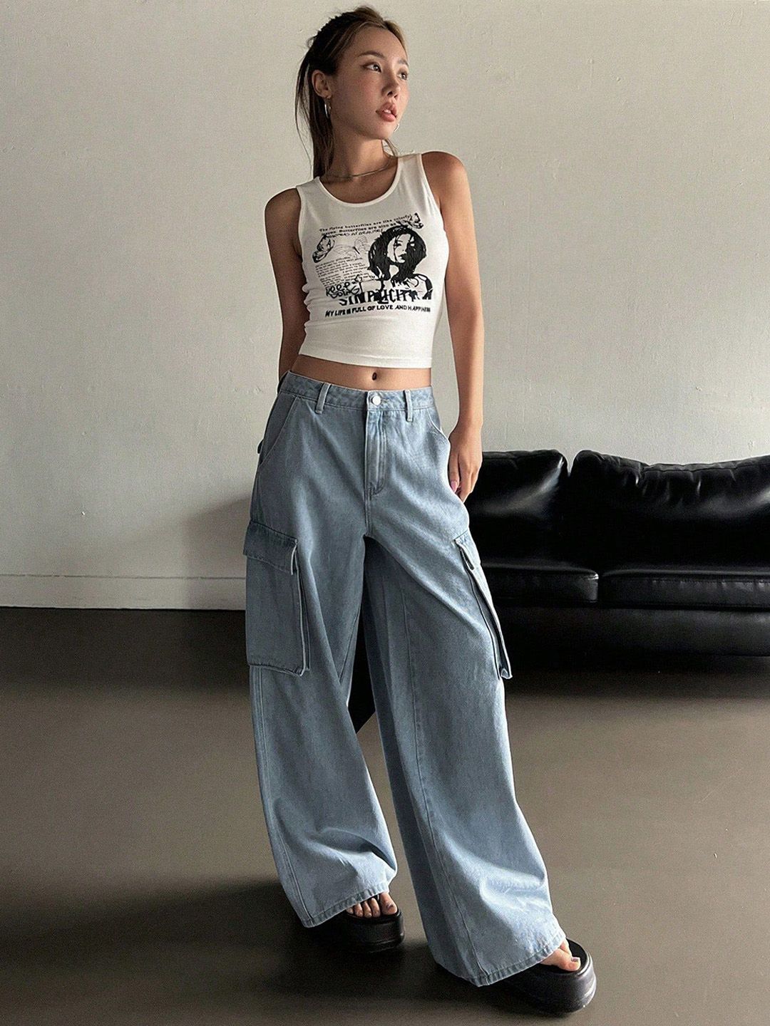 Kotty Women Cotton Blue Bootcut High-Rise Stretchable Jeans