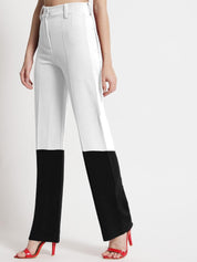 Kotty Women Colourblocked High-Rise Pleated Regular Trousers