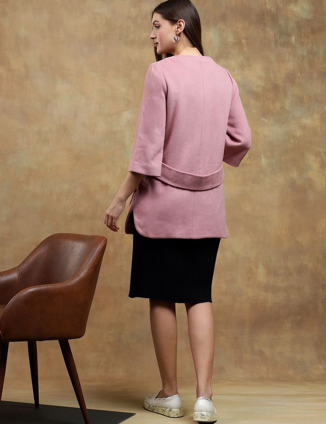 Kotty Women Solid Mandarin Collar Overcoat