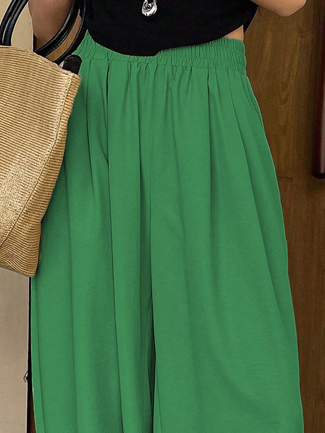 Kotty Women Relaxed Fit High-Rise Balloon Pants Trousers with Elasticated Hem