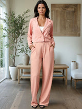 Kotty Lapel Collar Long Sleeves Coat With Trouser