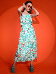 Kotty Women Floral Printed Shoulder Straps Maxi Dress