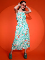 Kotty Women Floral Printed Shoulder Straps Maxi Dress