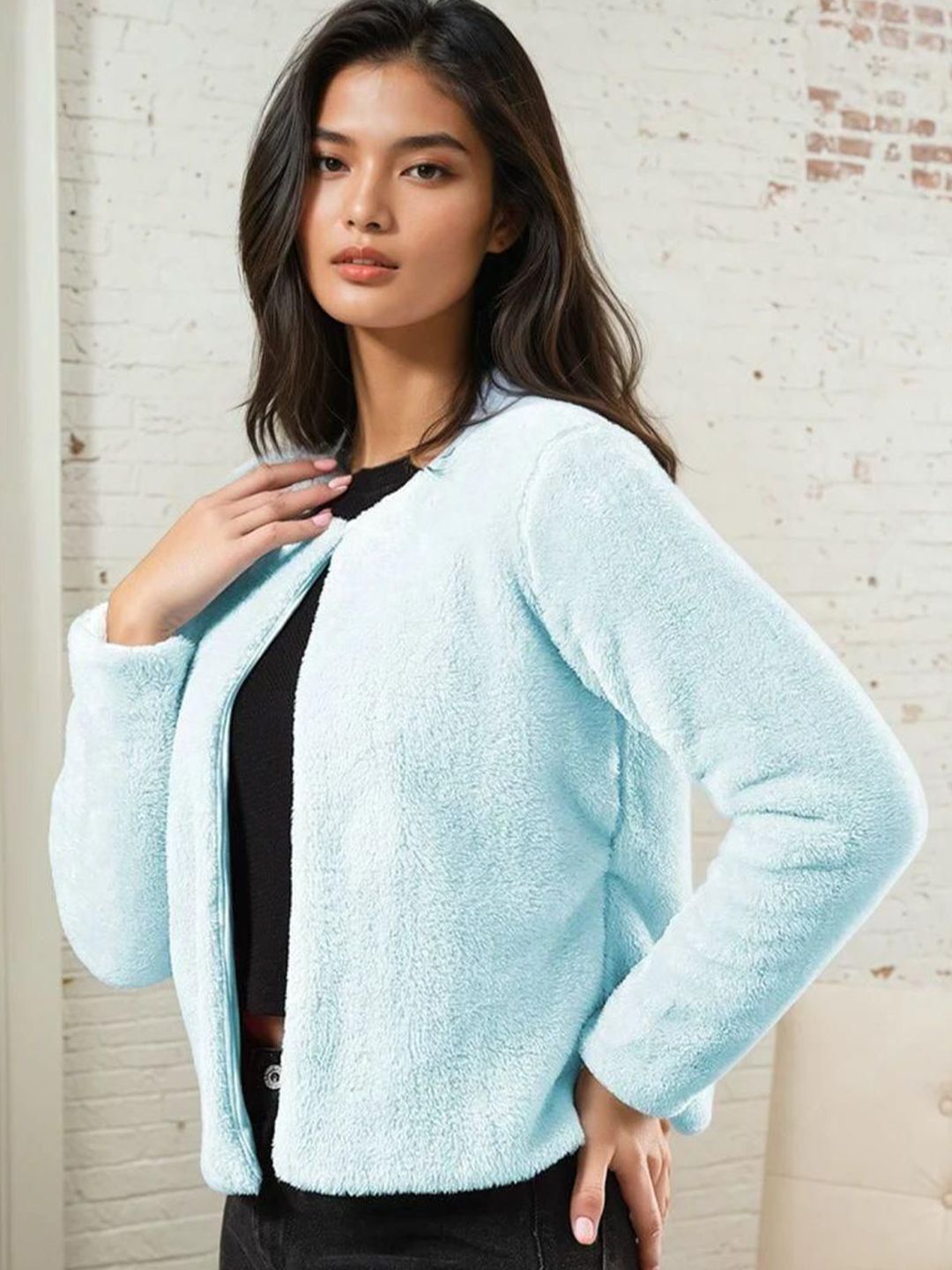 Kotty Women Round Neck Front-Open Sweatshirt