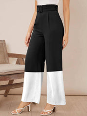 Kotty Women Solid Colourblocked High-Rise Easy Wash Trousers