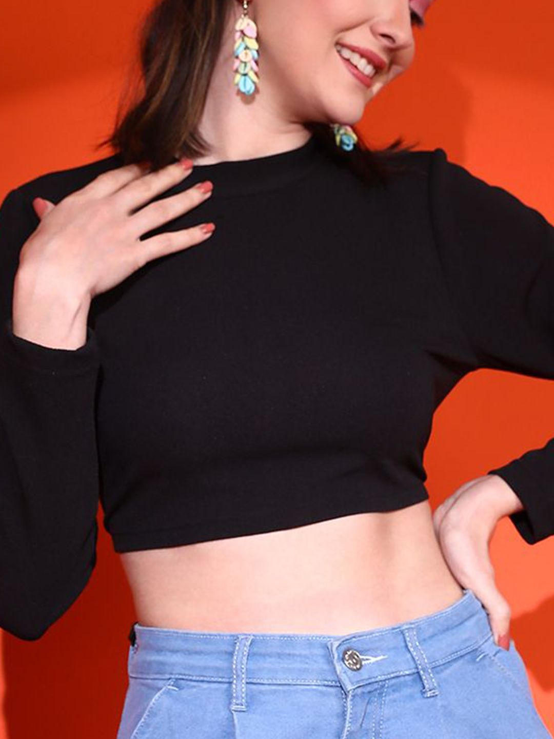 Kotty Women Solid High Neck Top