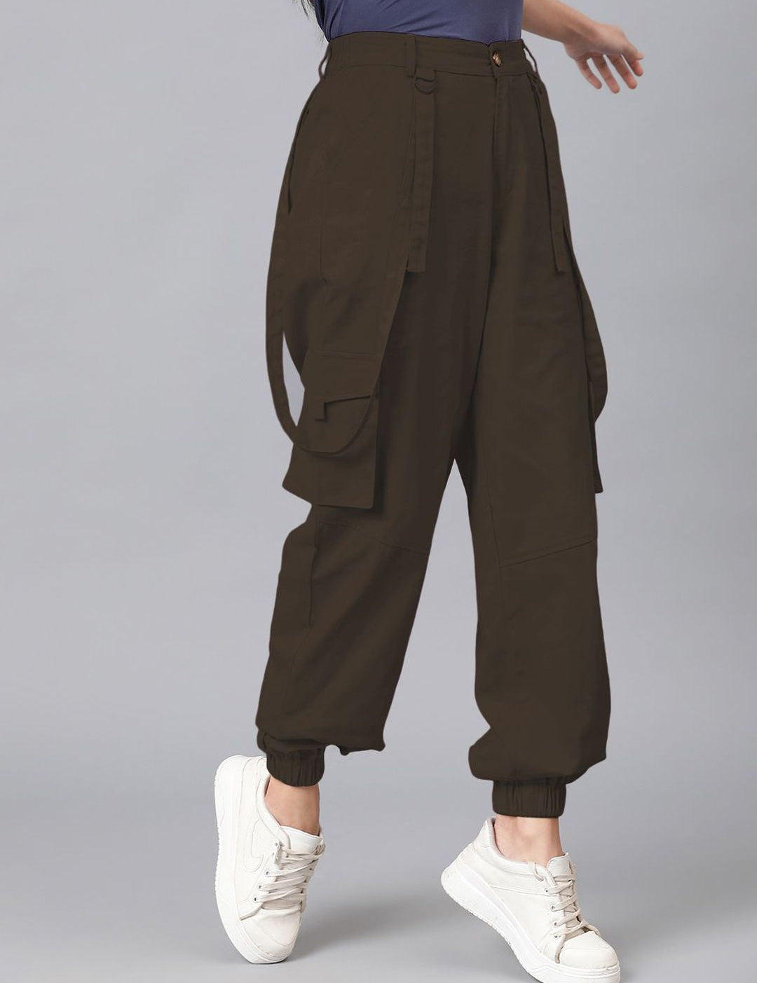 Kotty Women Relaxed High-Rise Easy Wash Cargos Trousers