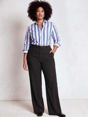 Black Wide Leg High-Rise Pants for Women – Stylish Solid Design | Kotty