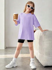 Kotty Girls Graphic Printed Round Neck Cotton Oversized T-shirt