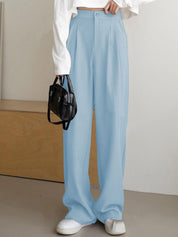 Kotty Women Straight Fit High-Rise Easy Wash Pleated Formal Trousers