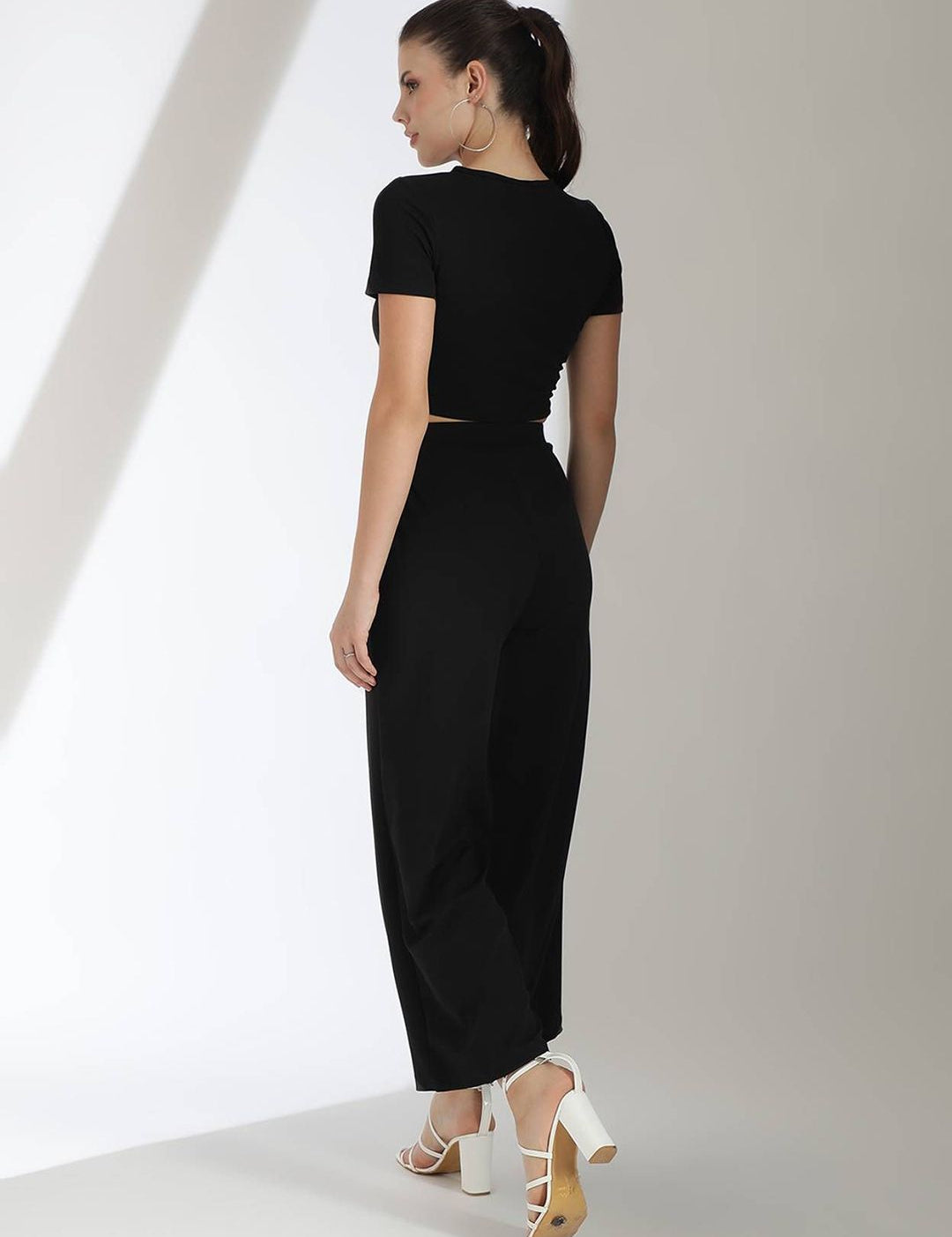  Kotty Round Neck Crop Top With Trousers Co-Ords