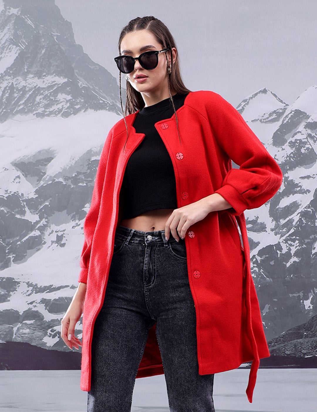 Kotty Women Notched Lapel Single-Breasted Overcoat