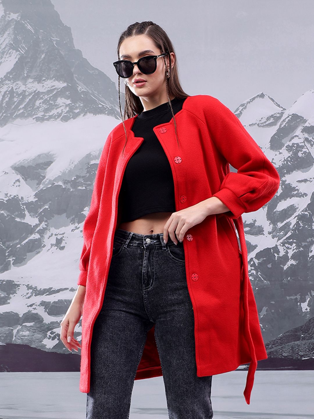 Kotty Women Notched Lapel Single-Breasted Overcoat