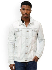 Kotty Men Spread Collar Solid Denim Jacket