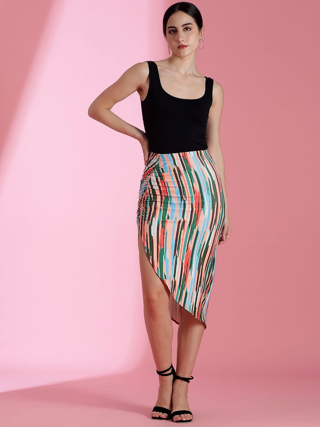 Kotty Printed Pencil Knee Length Skirt