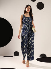 Kotty Women Floral Printed Shoulder Straps Cotton Basic Jumpsuit