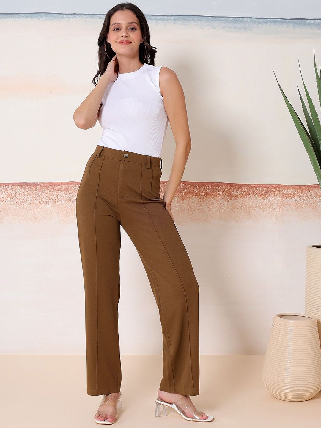 Kotty Relaxed-Fit Round Neck Crop-Top With Trousers Co-Ords

