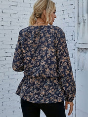 Kotty Top Indigo Blue Women's Round Long-Sleeve Fashion