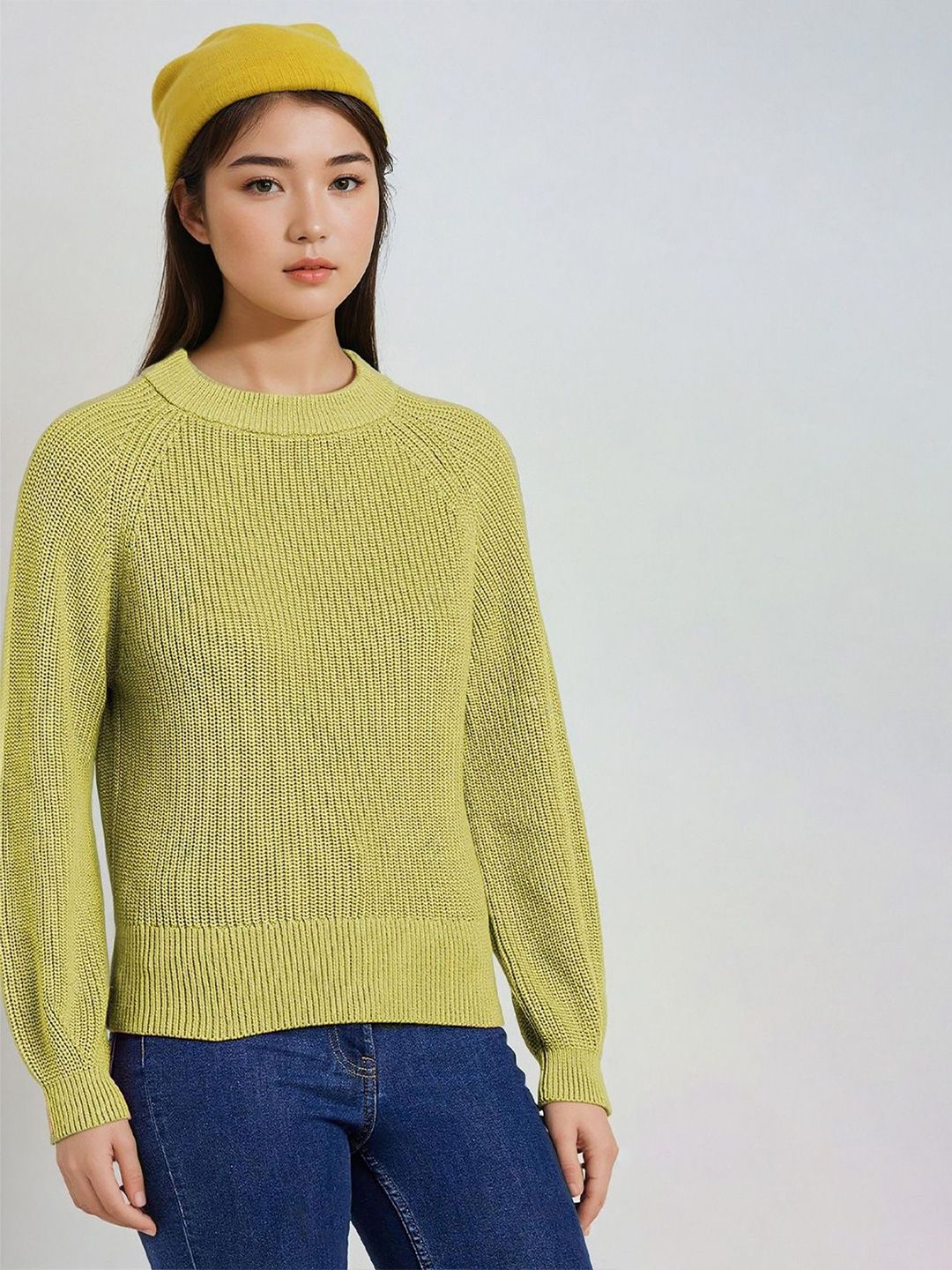 Kotty Women Cotton Solid Round Neck Long Sleeves Pullover