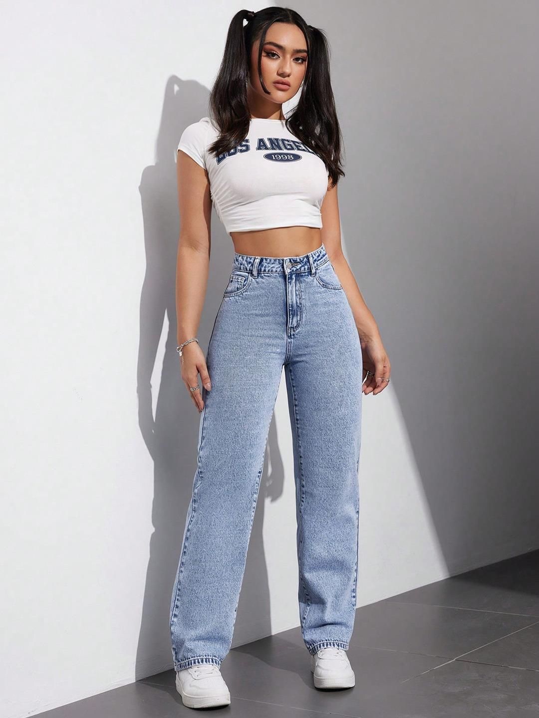 Kotty Women Straight Fit High-Rise Stretchable Jeans