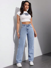 Kotty Women Straight Fit High-Rise Stretchable Jeans