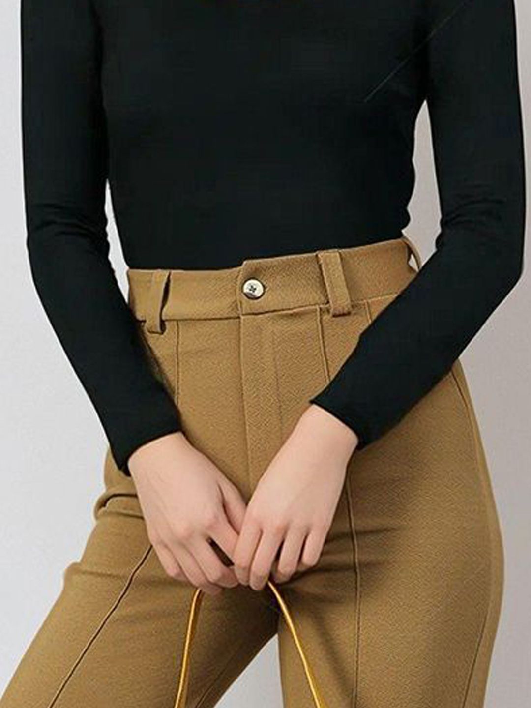 Kotty Black and Mustard Brown Long Sleeves T-Shirt with Trouser
