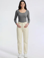 Kotty Top Grey Women's Scoop Ribbed Regular-Sleeve Fashion