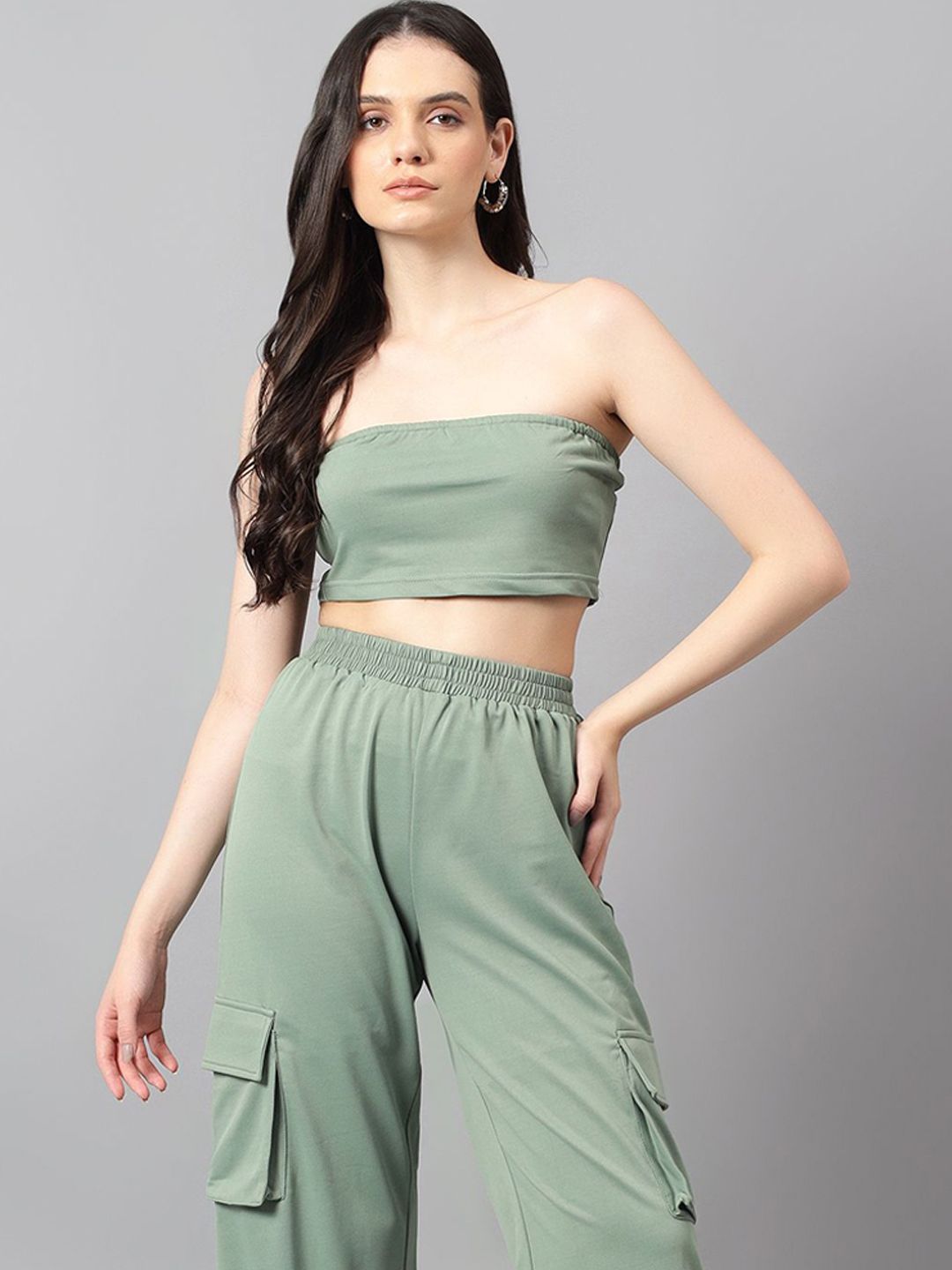 Kotty Green Off-Shoulder Top With Trouser