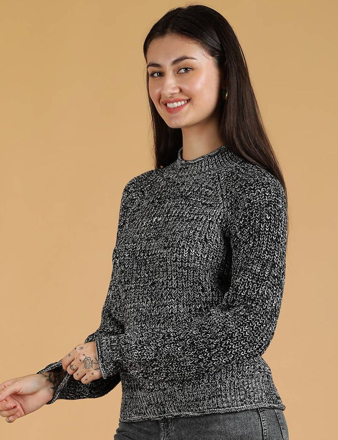 Kotty Mock Collar Knitted Cotton Sweater