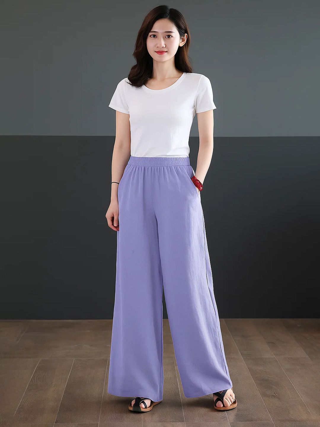 Kotty Women Solid Loose Fit High-Rise Trousers