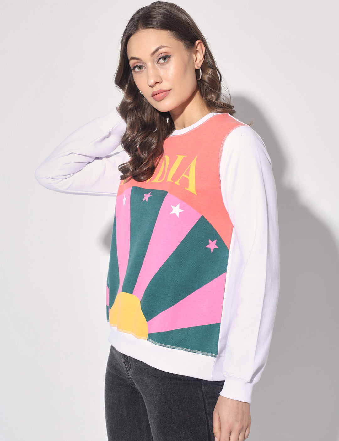 KOTTY Full Sleeve Graphic Print Women Sweatshirt 