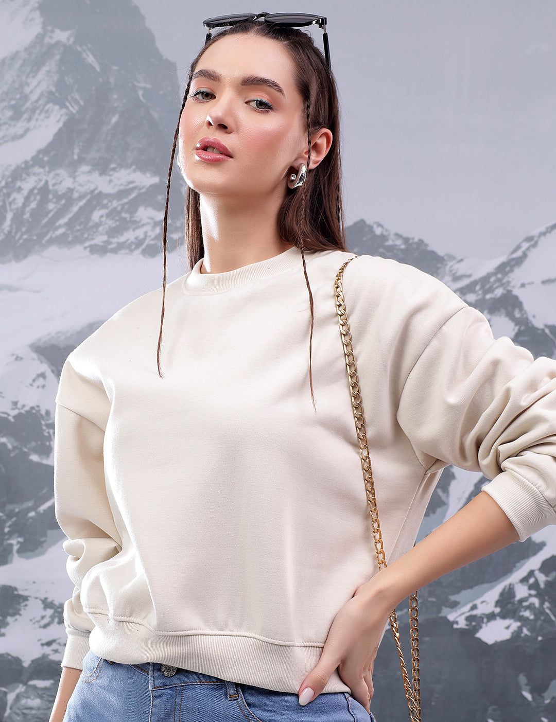 KOTTY Full Sleeve Solid Women Sweatshirt 