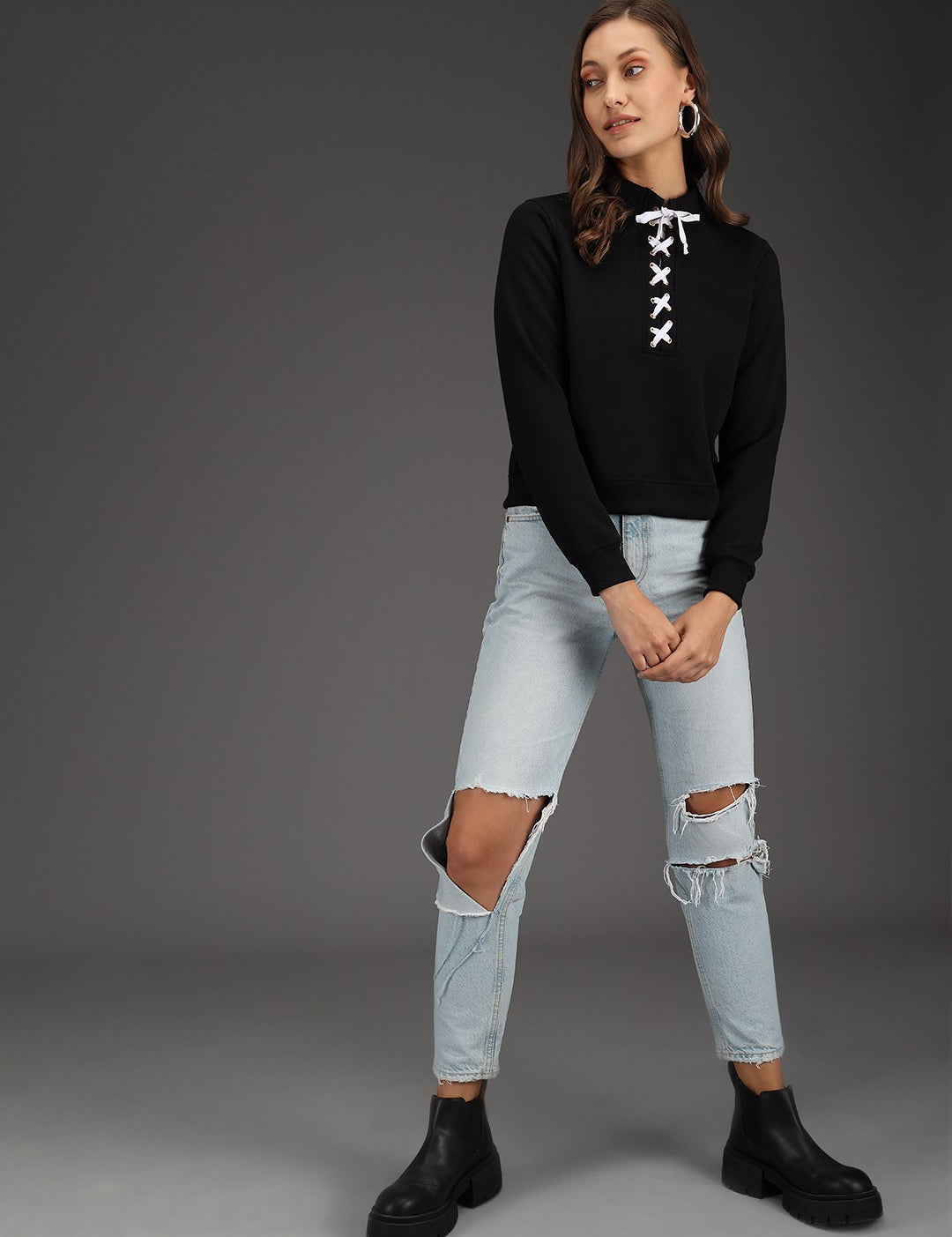 KOTTY Full Sleeve Solid Women Sweatshirt 