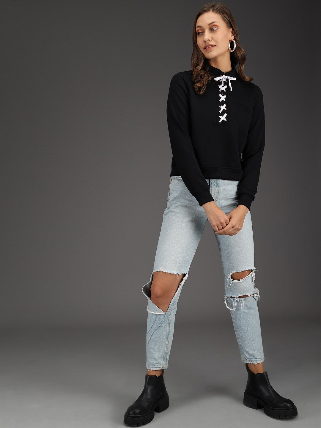 KOTTY Full Sleeve Solid Women Sweatshirt 