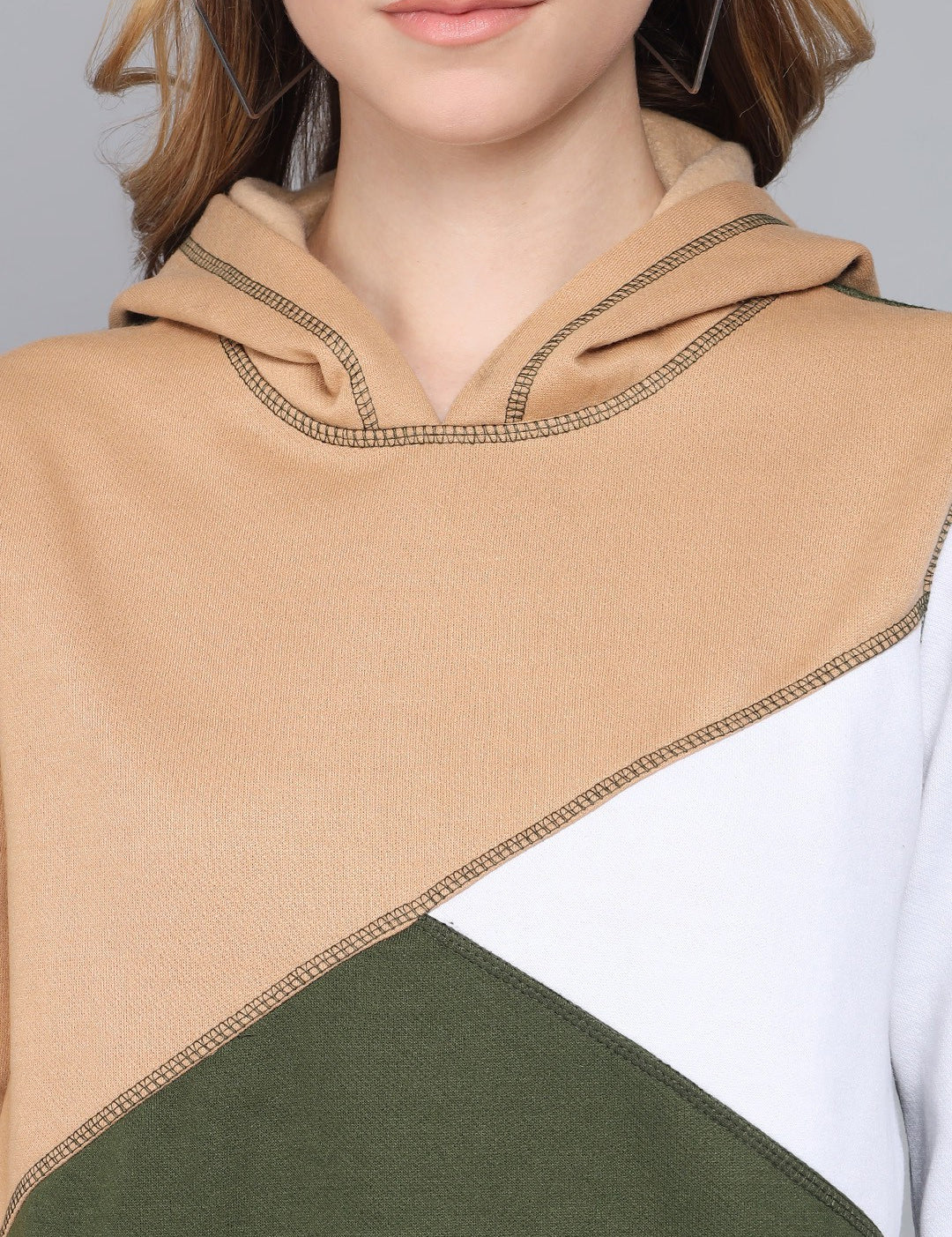 KOTTY Full Sleeve Color Block Women Sweatshirt 
