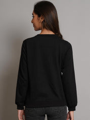 KOTTY Women Fleece Full Sleeve Crew Neck Pinted Sweatshirt
