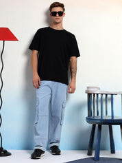 Kotty Men Low-Rise Wrinkle Free Pleated Cargos Trousers