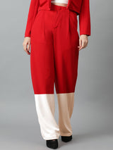 Kotty Women Colourblocked High-Rise Easy Wash Trousers