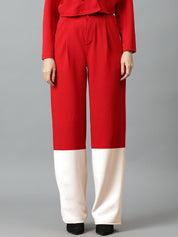 Kotty Women Colourblocked High-Rise Easy Wash Trousers