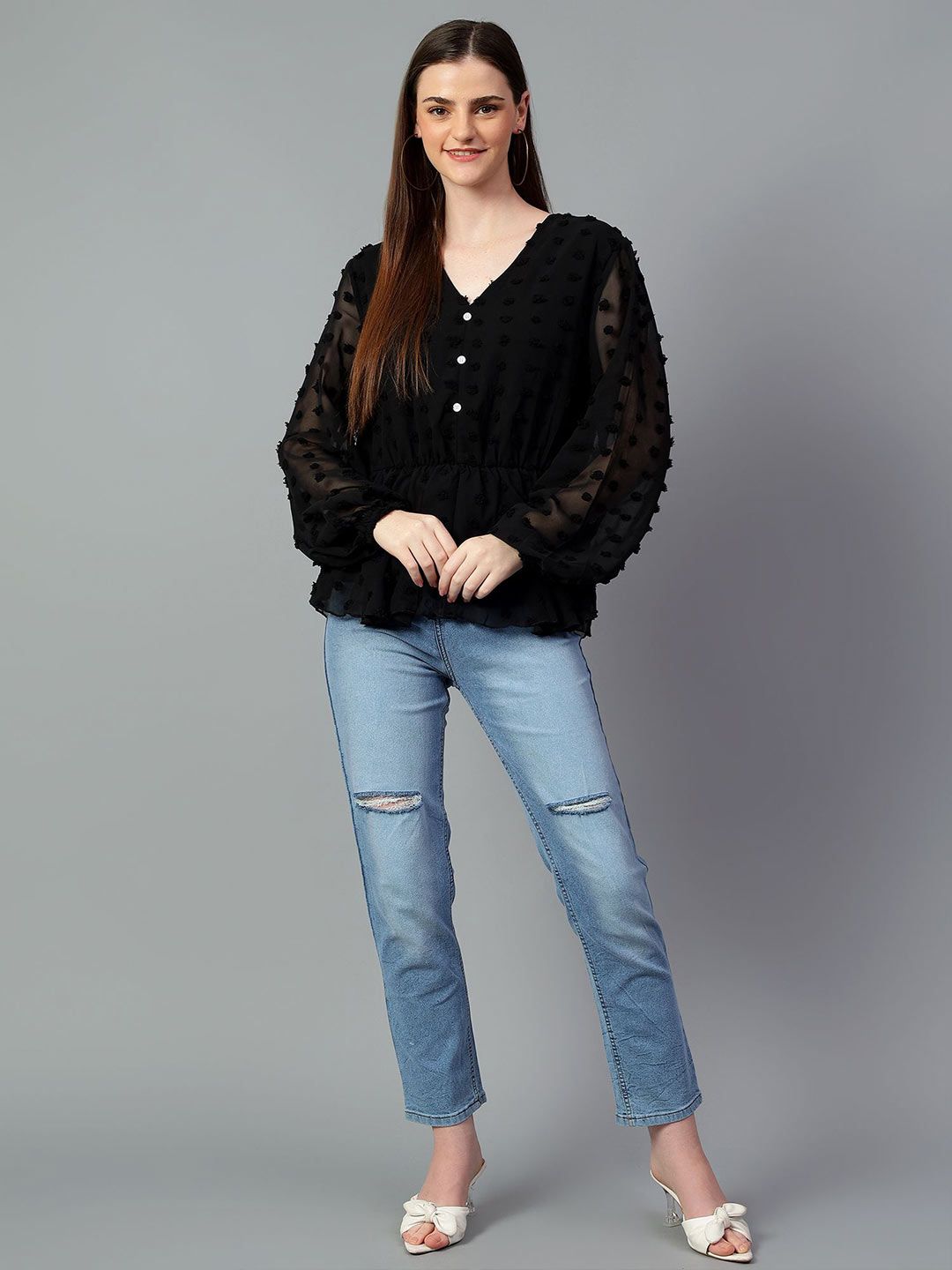 Kotty Women Solid V-Neck Top