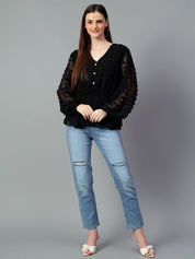 Kotty Women Solid V-Neck Top