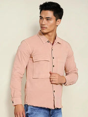 Kotty Men Spread Collar Solid Denim Tailored Jacket