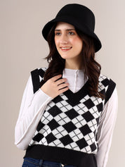 Kotty Women Printed Crop Sweater Vest