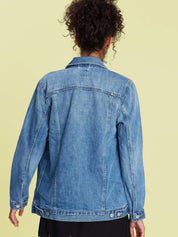 Kotty Women Spread Collar Solid Cotton Casual Denim Jacket