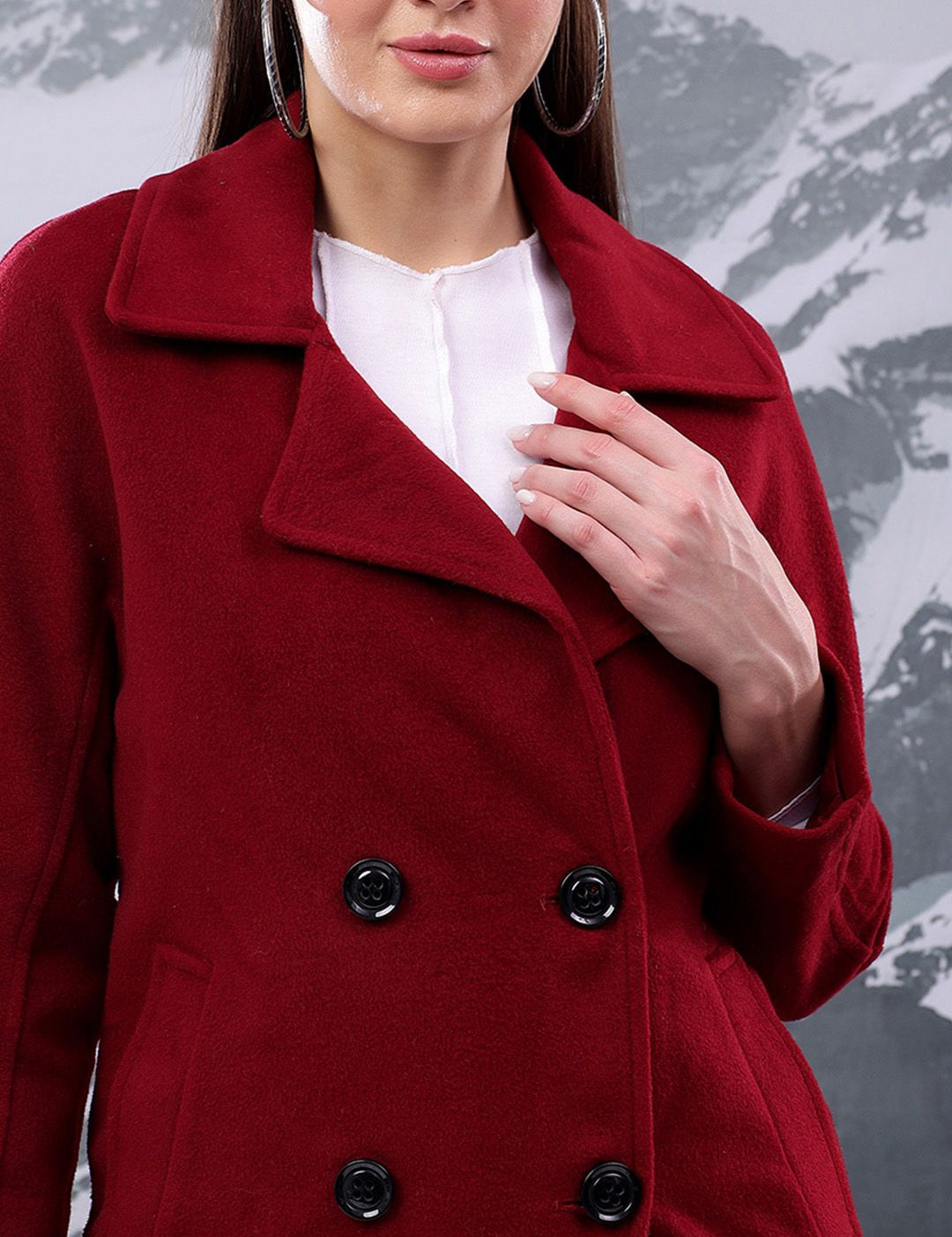 Kotty Women Notched Lapel Single-Breasted Overcoat